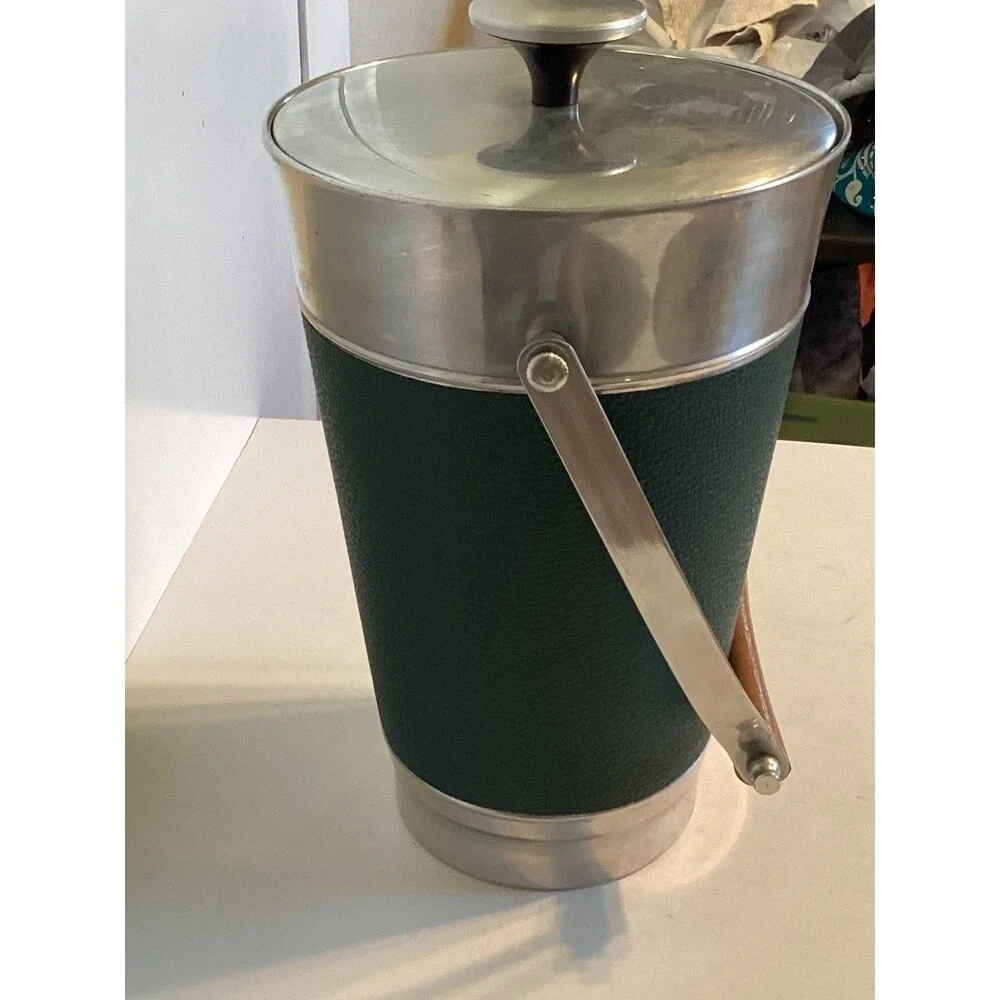 Vintage Cavalier Moderne National Silver Company, Italy Ice Bucket Green